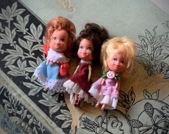 Vintage set 1980 Little Kiddle Storykins dolls miniature retro rubber tiny dolls lot