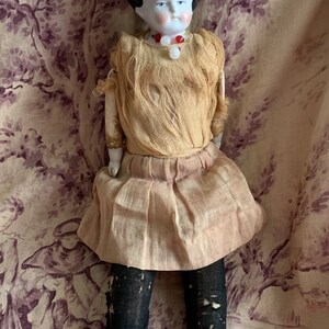 Antique German china doll small old shabby porcelain head doll 13.5 inch image 2