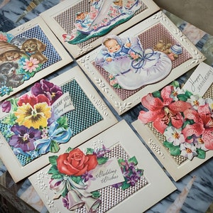 Vintage greeting cards set animal baby Congratulations Best Wishes lot craft repurpose *as-is