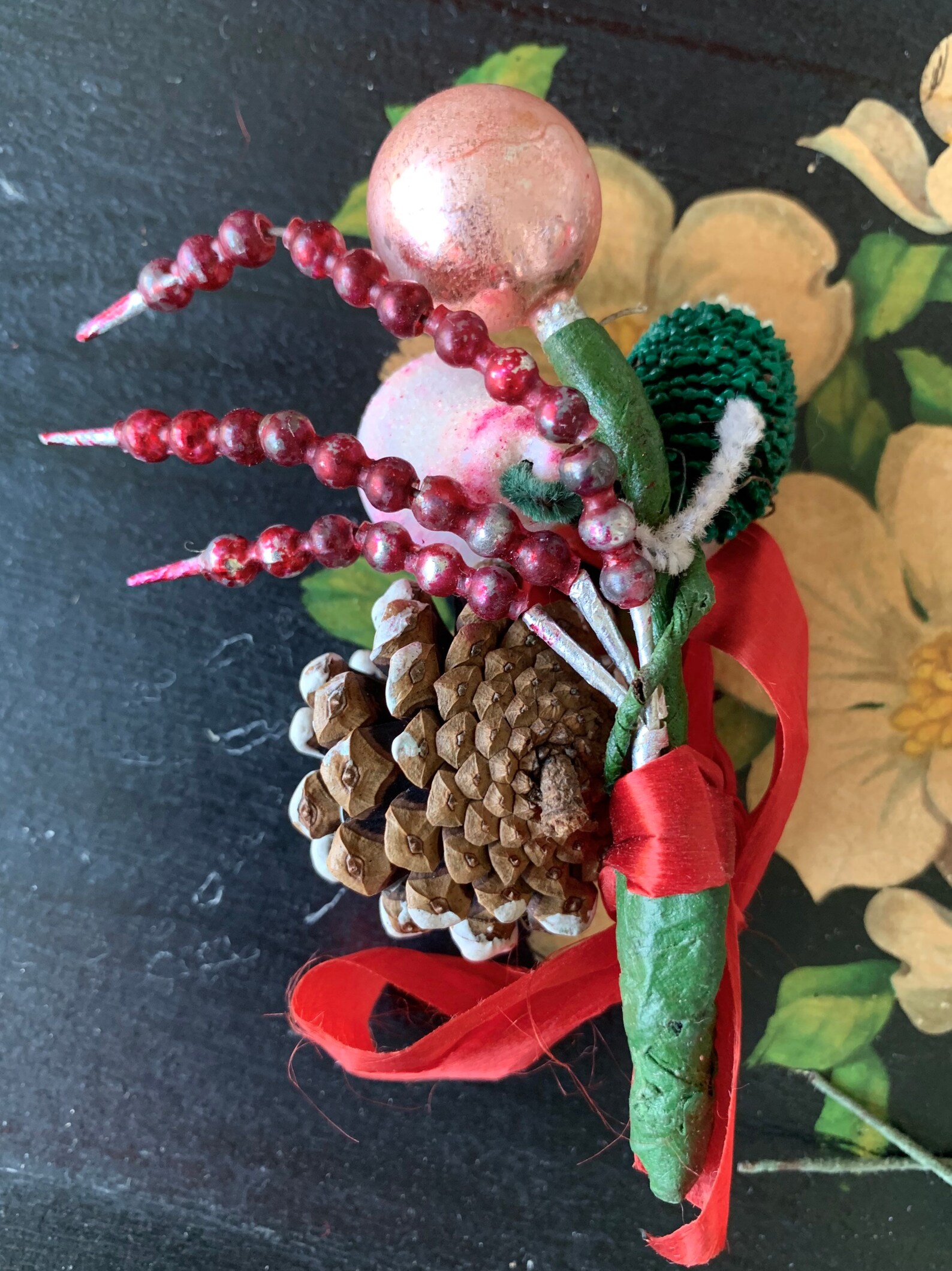 Vintage Pair Mini Floral Picks Christmas Package Tie Etsy