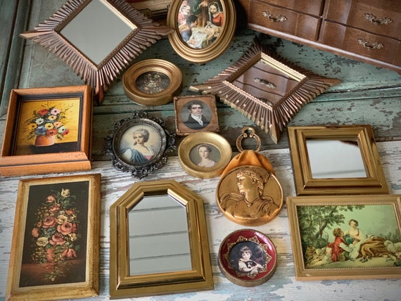 Vintage Miniature Wall Mirror 80s Gold *plastic Frame 5.5 Inch - Etsy