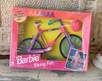 Vintage Barbie bicycle Biking Fun Mattel 90s toy bike in box