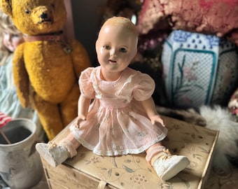 Vintage doll Ideal Shirley Temple composition busted doll
