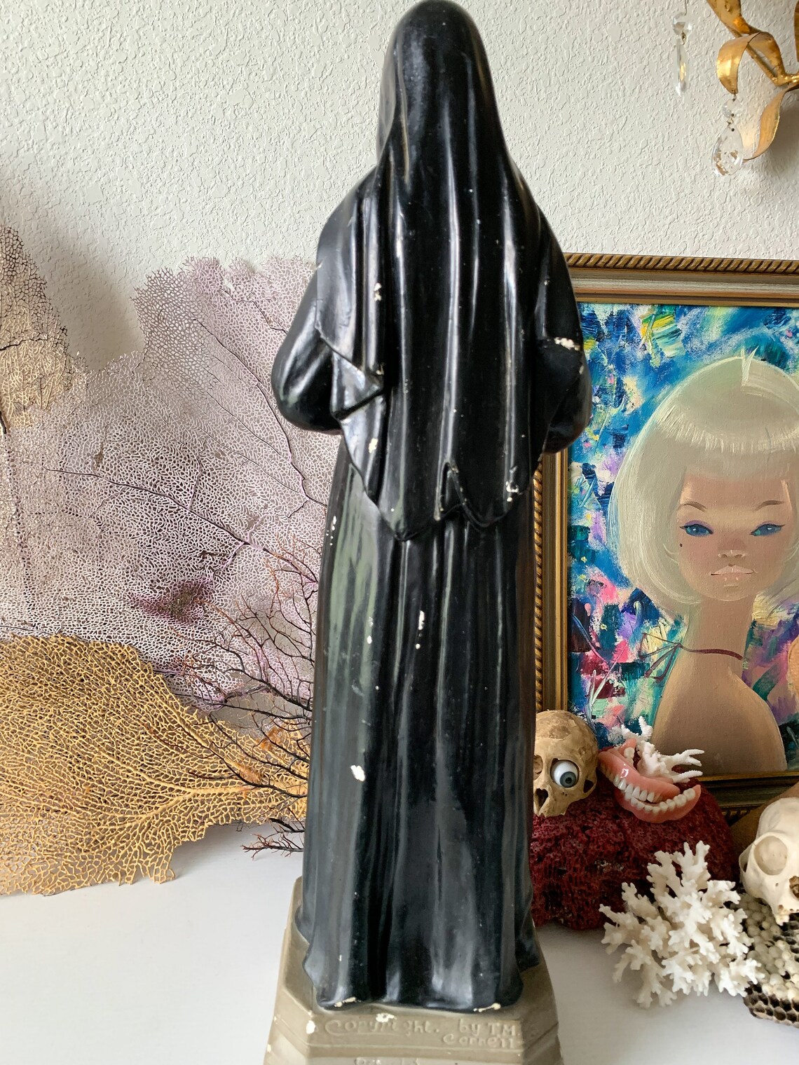 Vintage Nun statue St Rita of Cascia plaster figure religious Etsy