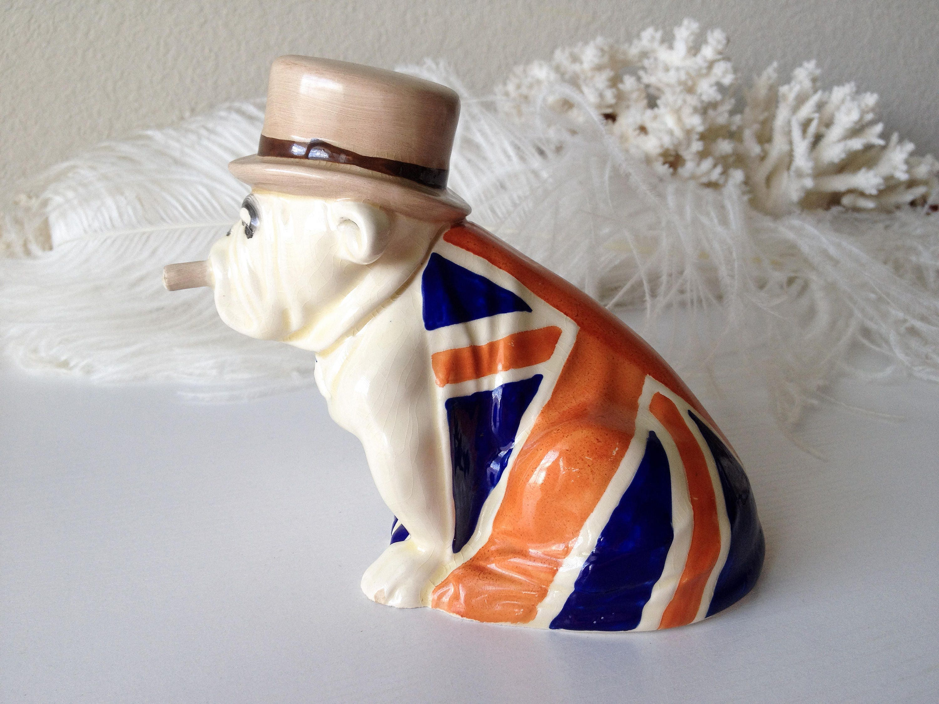 Vintage Royal Doulton Bulldog England British Union Jack Flag Rare
