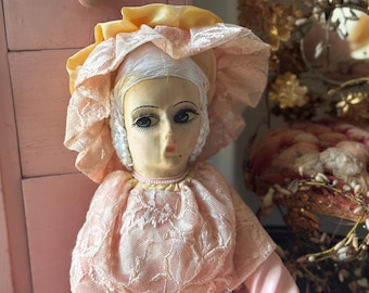 Vintage boudoir doll flapper salon bed doll handmade clothing shoes
