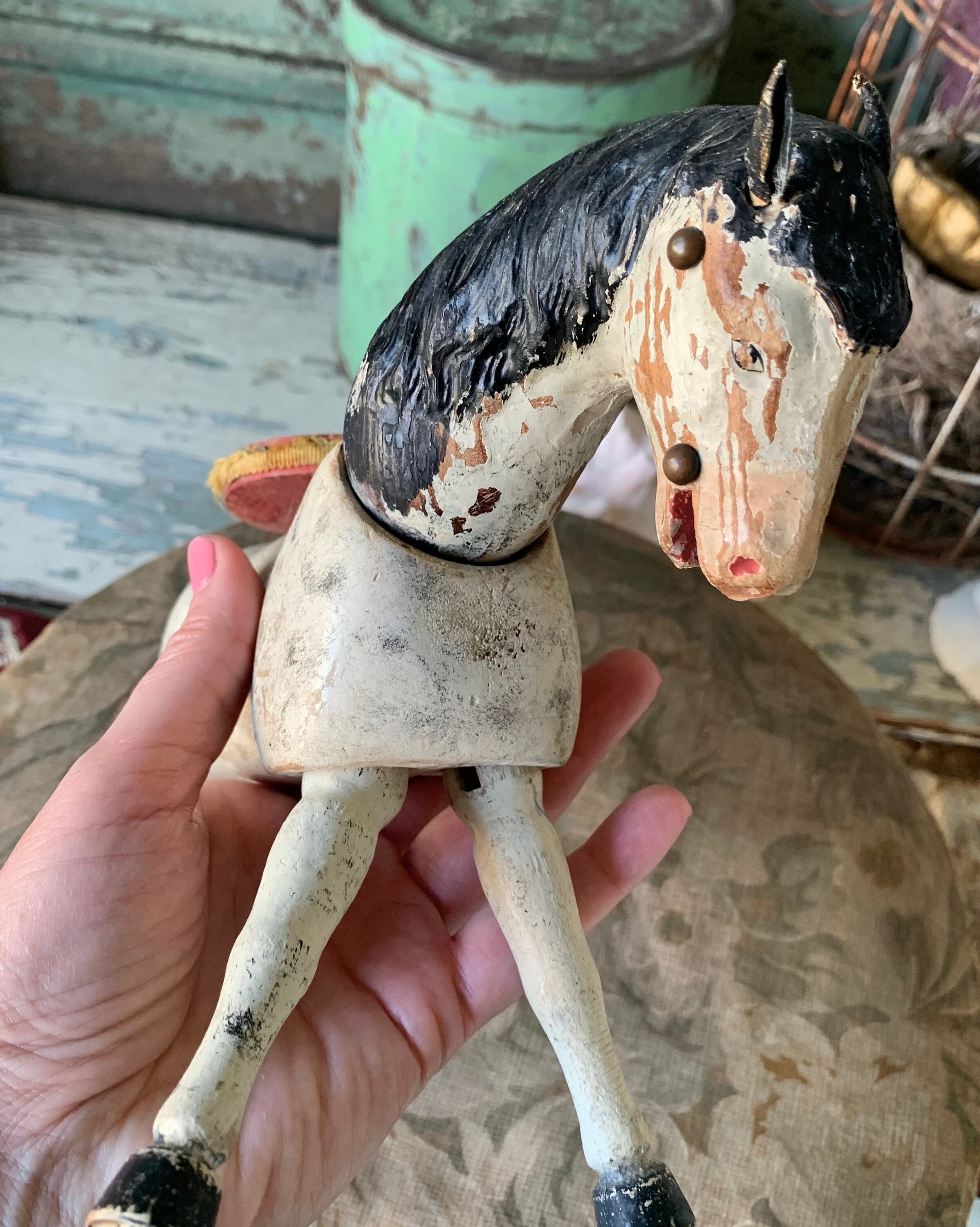 Antique Wooden Schoenhut Horse Figurine Jointed Wood Toy Antique Wooden Schoenhut Horse Figurine Jointed Wood Toy