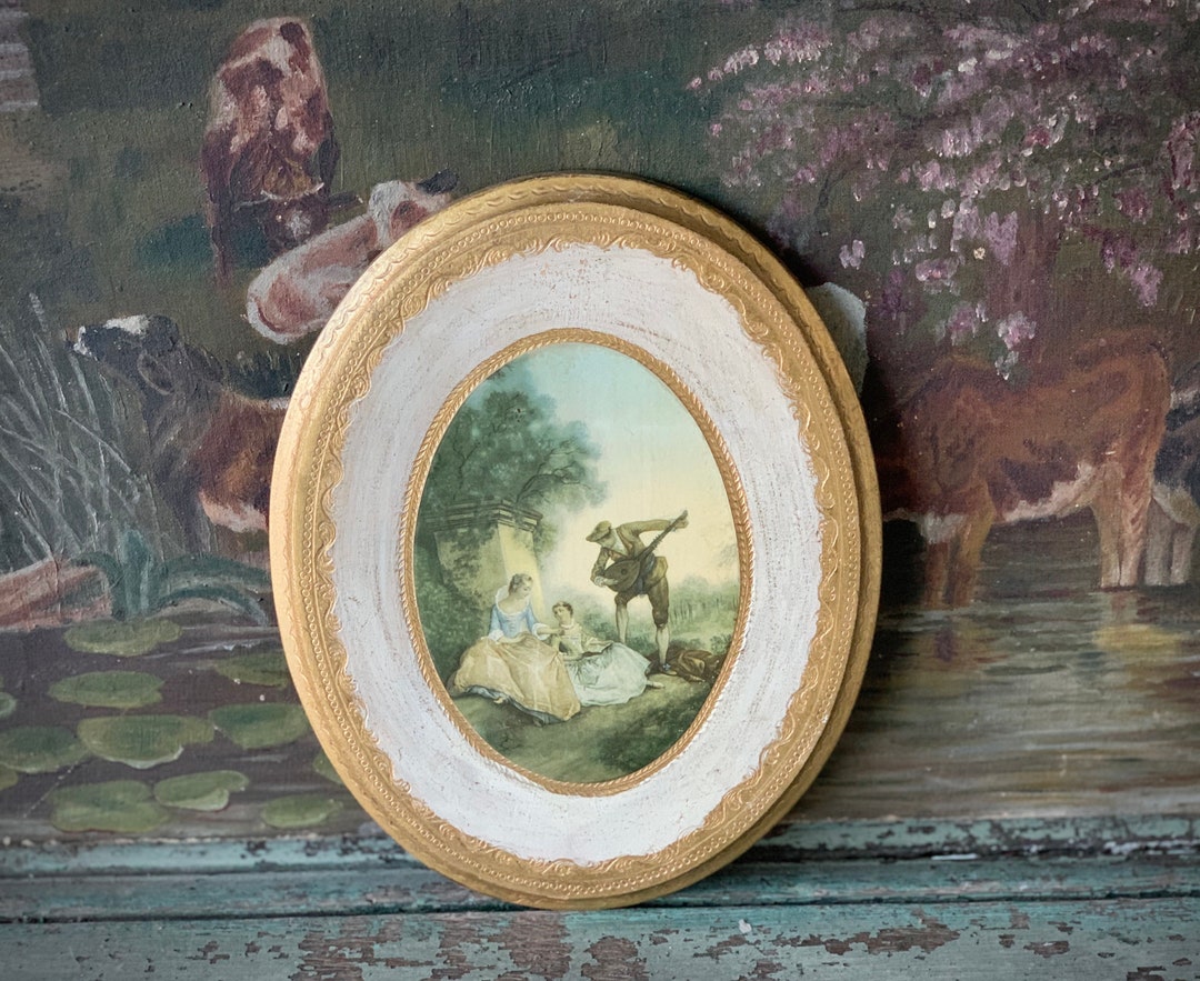 Vintage Italian Print Gold Wood Plaque Florentine Picture 9 Inch - Etsy