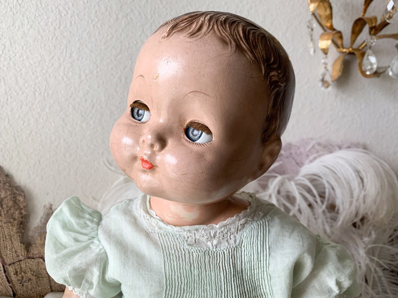 Vintage baby doll flirty eye composition doll chubby cheek Etsy