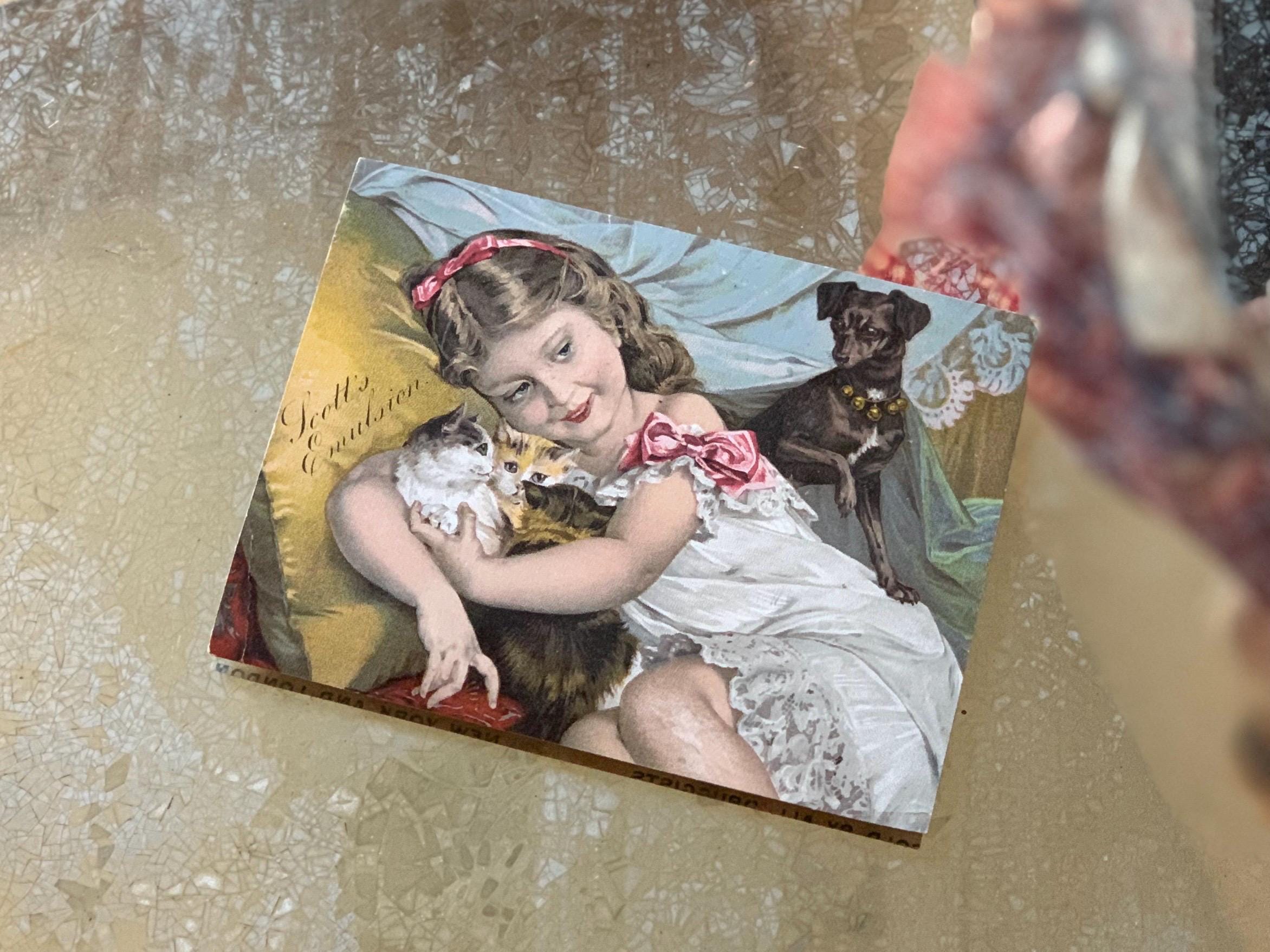 * antique picture ❀* 女の子とワンちゃんのいる 版画プリント Retro Pablo Picasso, Girl With Dog, 1905 Framed.. 1950's 24