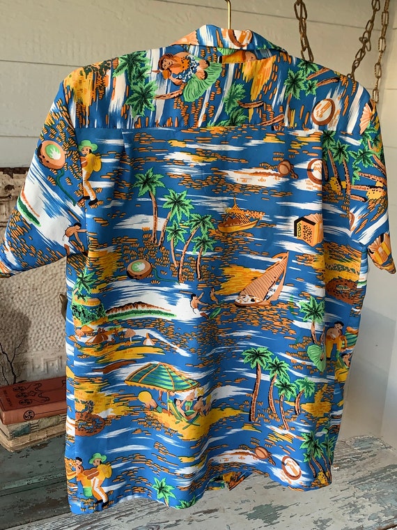 Vintage men's Hawaiian shirt retro Romani polyest… - image 4