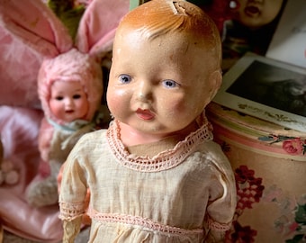 Antique baby doll composition head cracked cute old doll