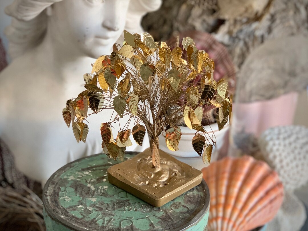 Vintage Small Gold Fantasy Tree Statue Wire Sculpture Dangly Etsy