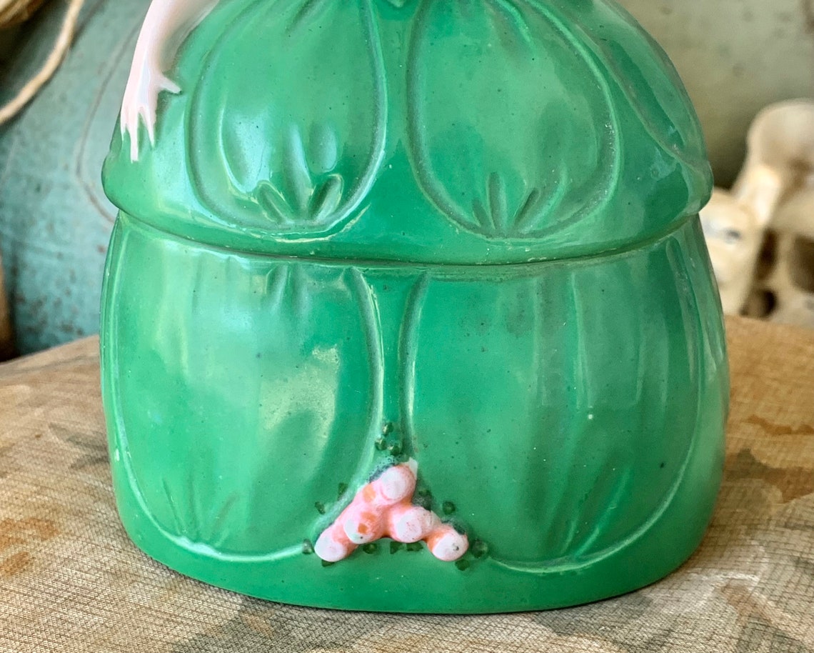 Vintage German Dresser Doll Box Old Porcelain Figural Lady Jar Etsy