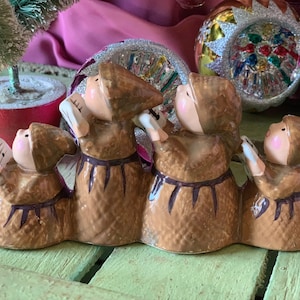 Vintage monks figurine ceramic set singing Friars Christmas figures 5.25 inch long