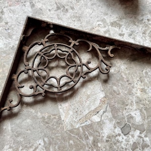 Antique metal bracket small ornamental web design salvaged hardware