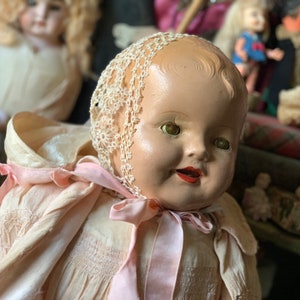 Vintage Sleepy Eyes 8 Plastic Doll Movable Head Arms Crochet
