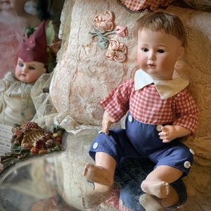 Antique German Heubach doll bisque porcelain head character baby doll composition jointed body