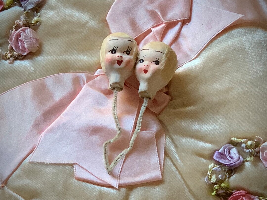 Vintage Pair Doll Head Picks Japan Miniature Pixie Pipe Etsy