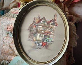 Impression encadrée vintage anglaise Bell Inn Clyde Cole, photo d'illustration