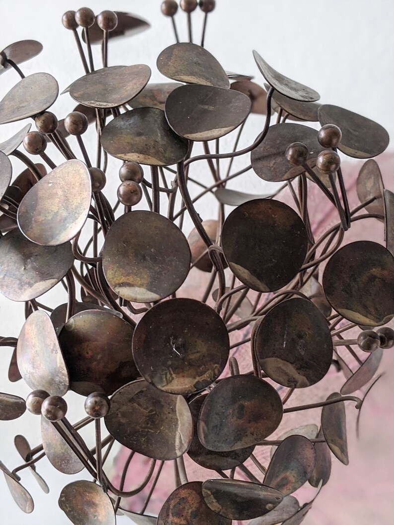 Vintage Metal Art Flower Sculpture Mid Century Brutalist Pom Etsy