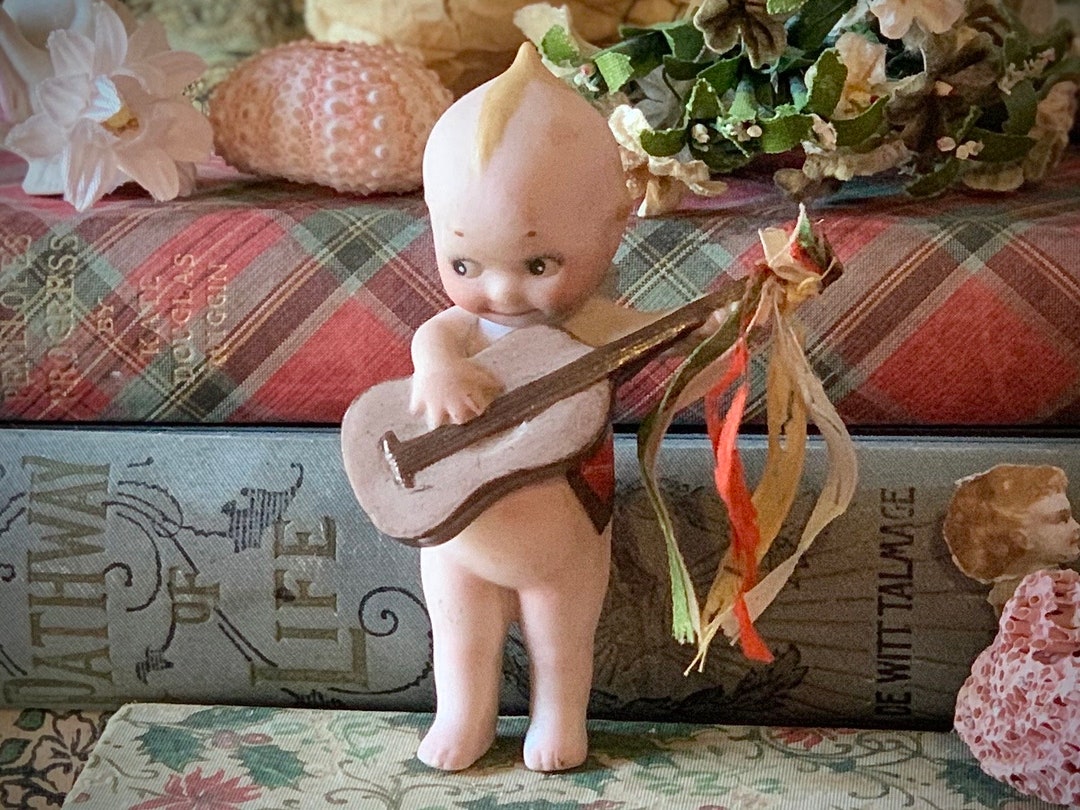 Antique Kewpie With Guitar Old Bisque Porcelain Rose Oneill Etsy