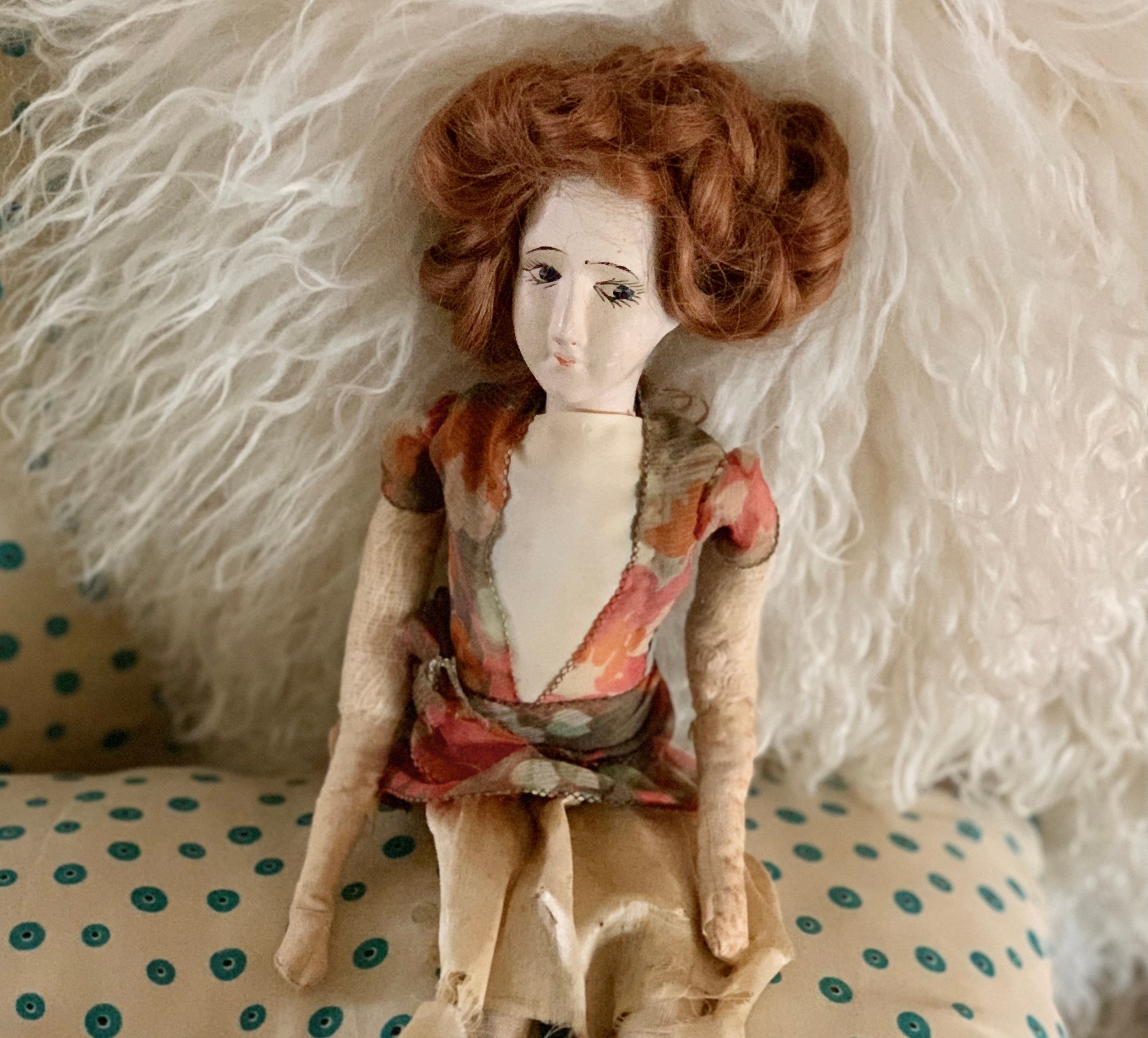 Vintage Mini Boudoir Doll Antique Small Skinny Age Worn pic