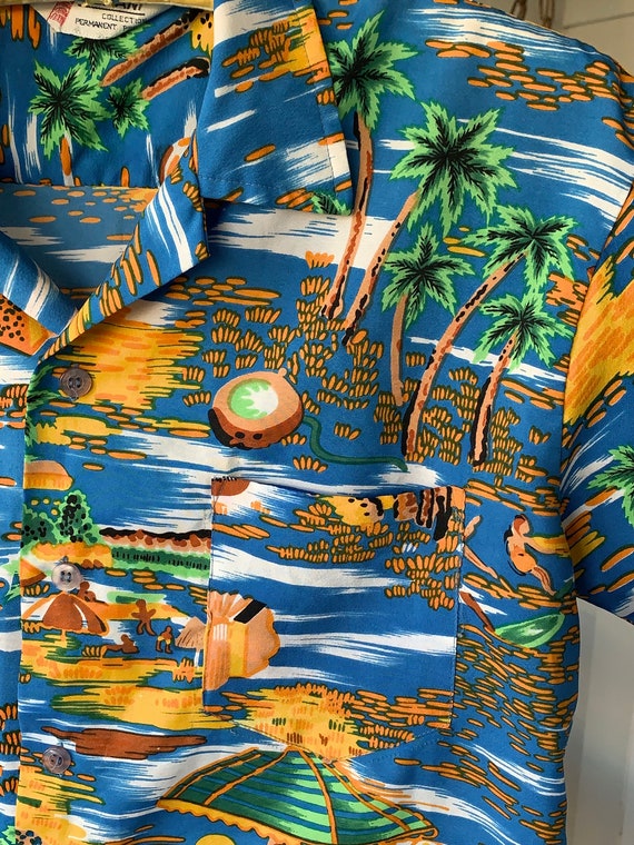 Vintage men's Hawaiian shirt retro Romani polyest… - image 3