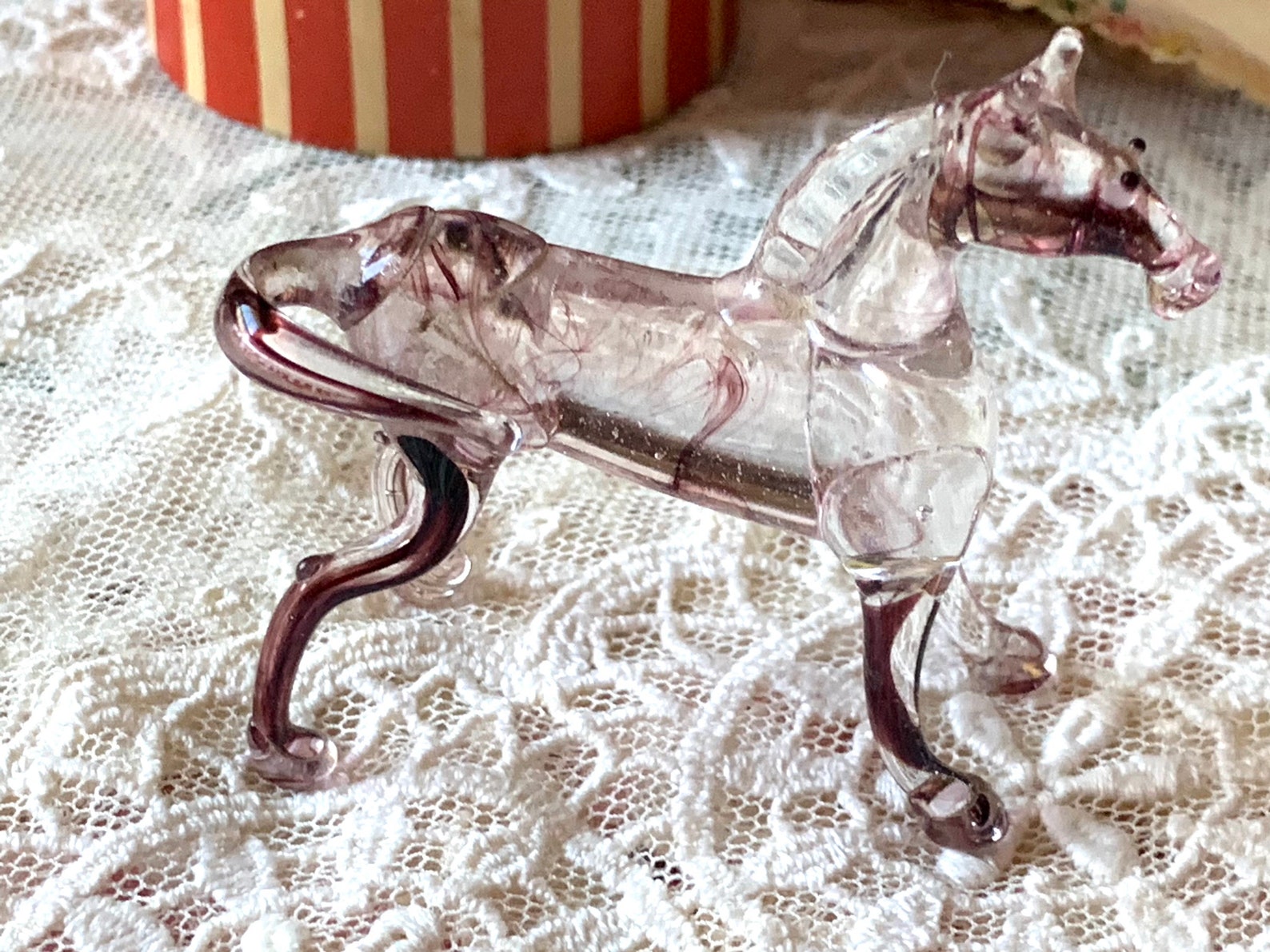 Vintage Mini Glass Horse Figurine Miniature Animal 2.25 Inch Etsy