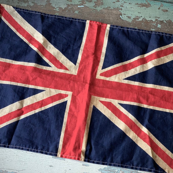 Vintage miniature UK flag union jack mini cloth flag 10.5 x 15.5 inch