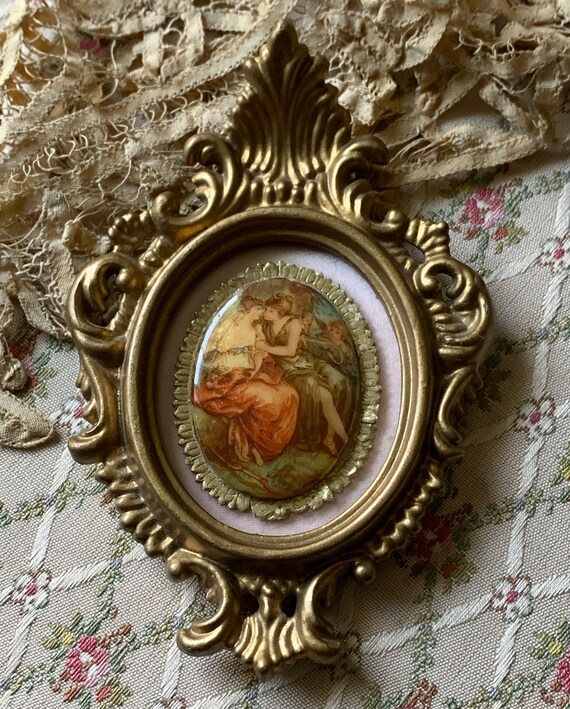 Vintage Miniature Ornate Gold *plastic Frame Classical Mini