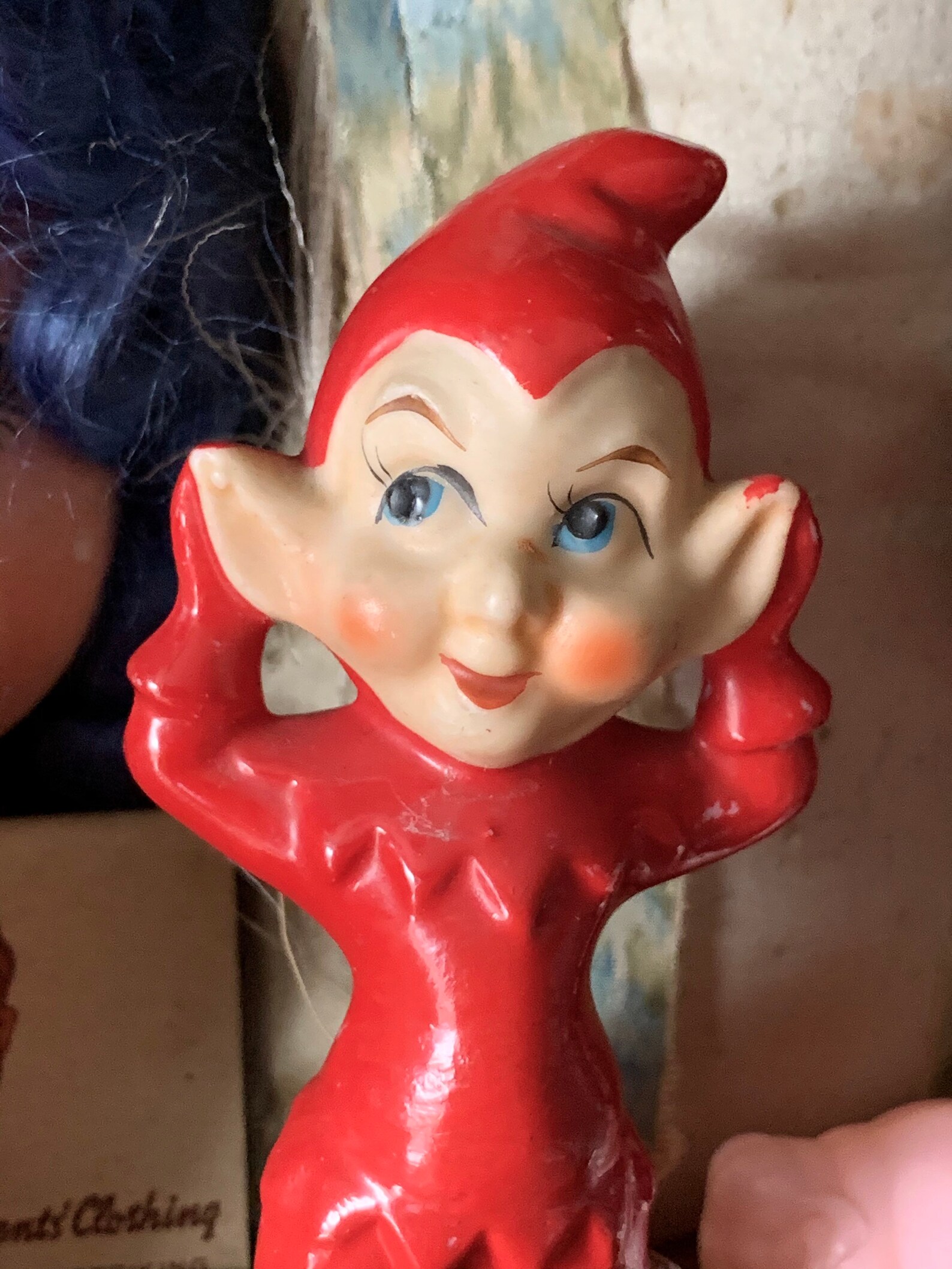 Vintage Small Red Ceramic Elf Figurine 4.25 Inch Tall Chipped | Etsy