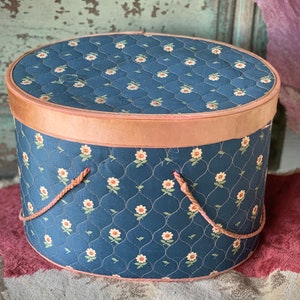 Vintage flower fabric sewing box shabby floral case age worn display storage