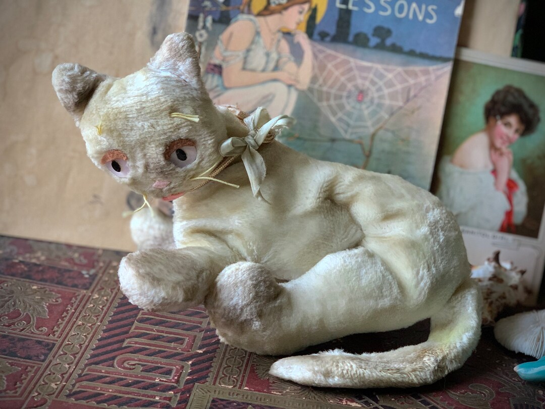 Vintage Stuffed Cat Small Clare Creations Siamese Plush Retro Toy Kitty
