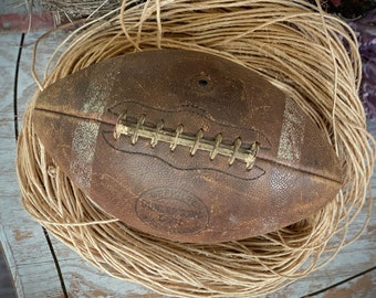 Vintage leather football age worn Dunlap game foot ball sports man cave decor prop