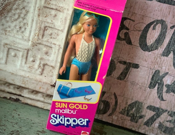 Vintage Malibu Skipper Doll Retro 1983 Mattel Sun Gold Swimsuit Fashion Doll With Box Etsy