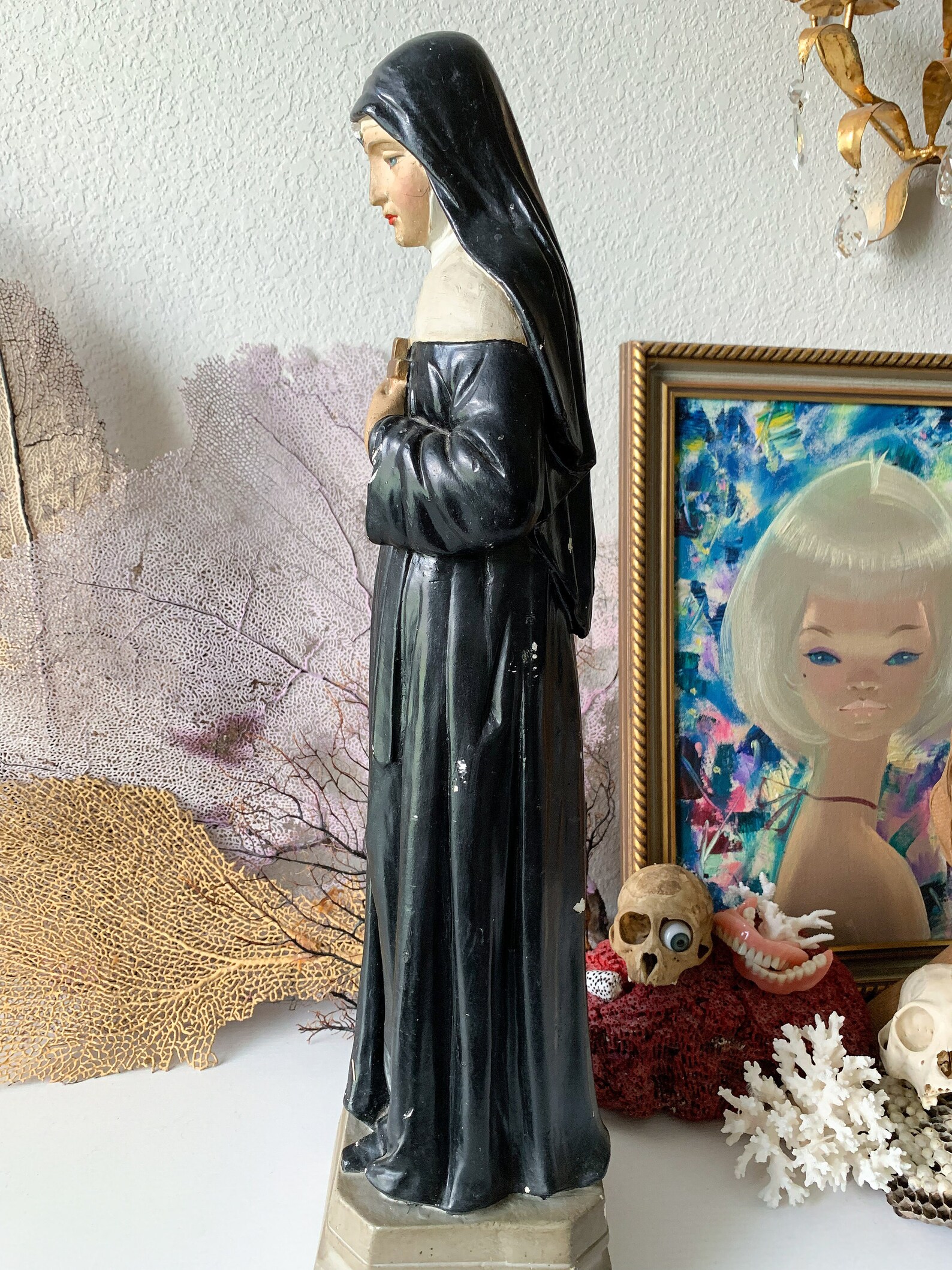 Vintage Nun statue St Rita of Cascia plaster figure religious Etsy