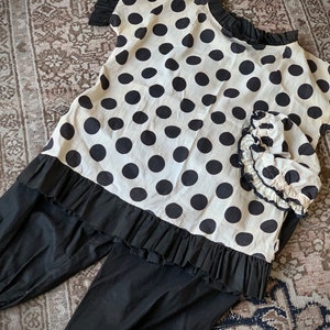 Vintage clown costume polka dot Halloween jester harlequin pierrot outfit display prop