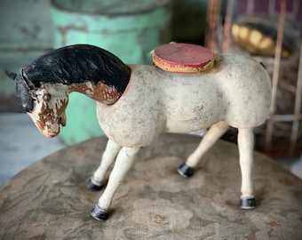 Antique Schoenhut horse wood toy jointed circus pony