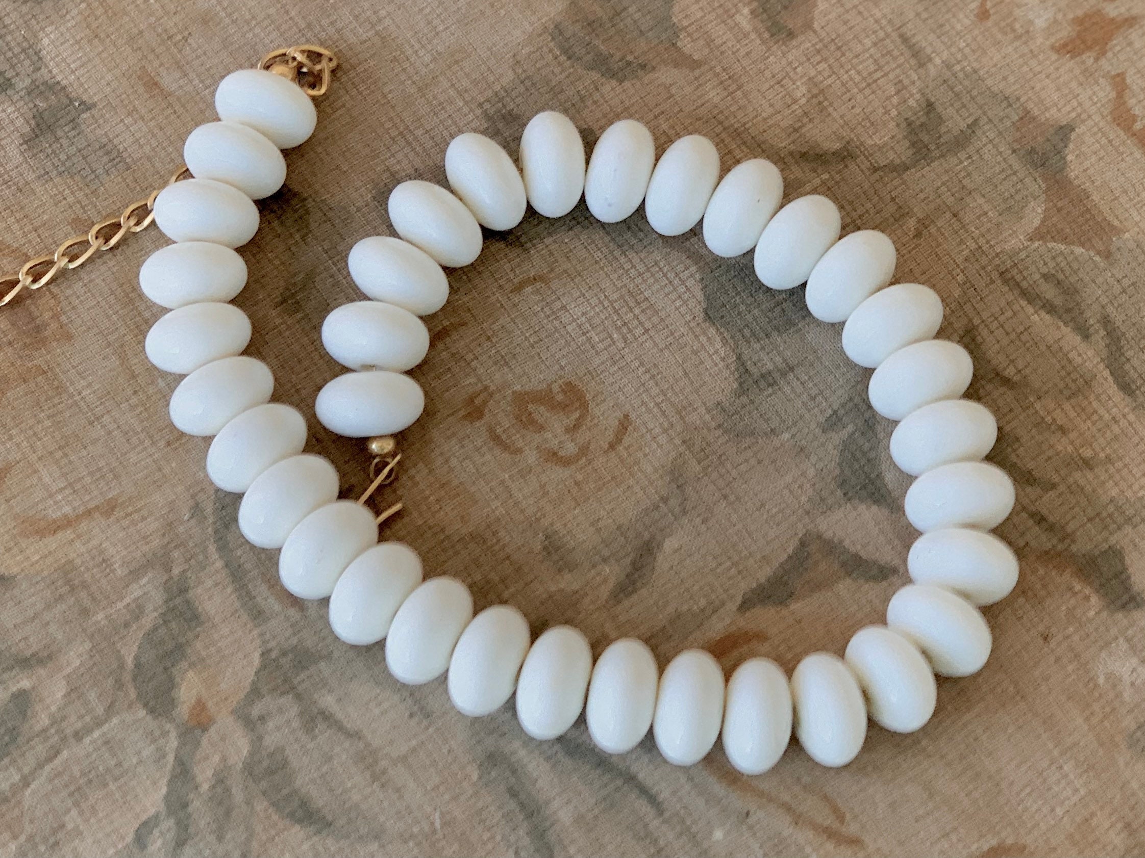 Vintage Beaded Necklace Modern White 