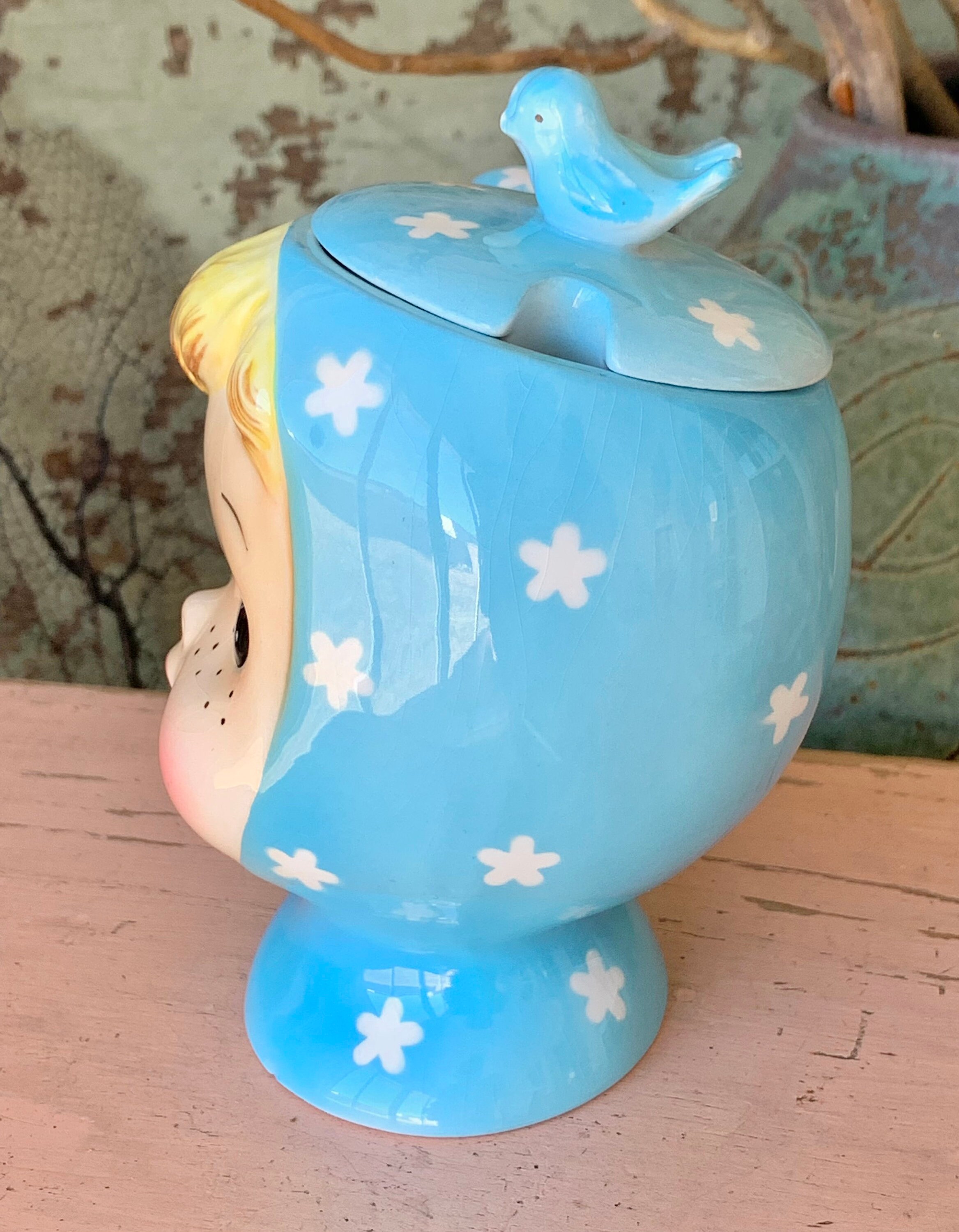 Vintage Miss Cutie Pie Creamer Small Retro Napco Pixie Girl Face Handle Cup  4 Inch Tall 