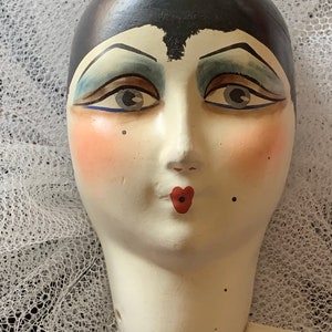Vintage Pierrot Doll Face Mask Part Boudoir Doll Head Tulle Display ...