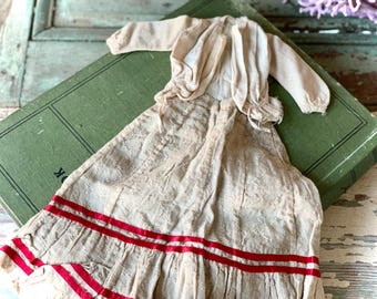 Antique doll clothing dress lady doll blouse skirt set