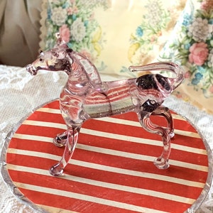 Vintage miniature glass horse figurineart glass animal 2.25 inch