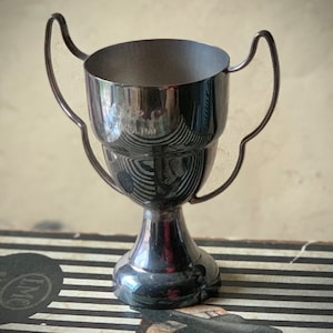 Vintage miniature trophy HKRC Kimbolton metal loving cup engraved car racing award prize cup 4.75 inch tall
