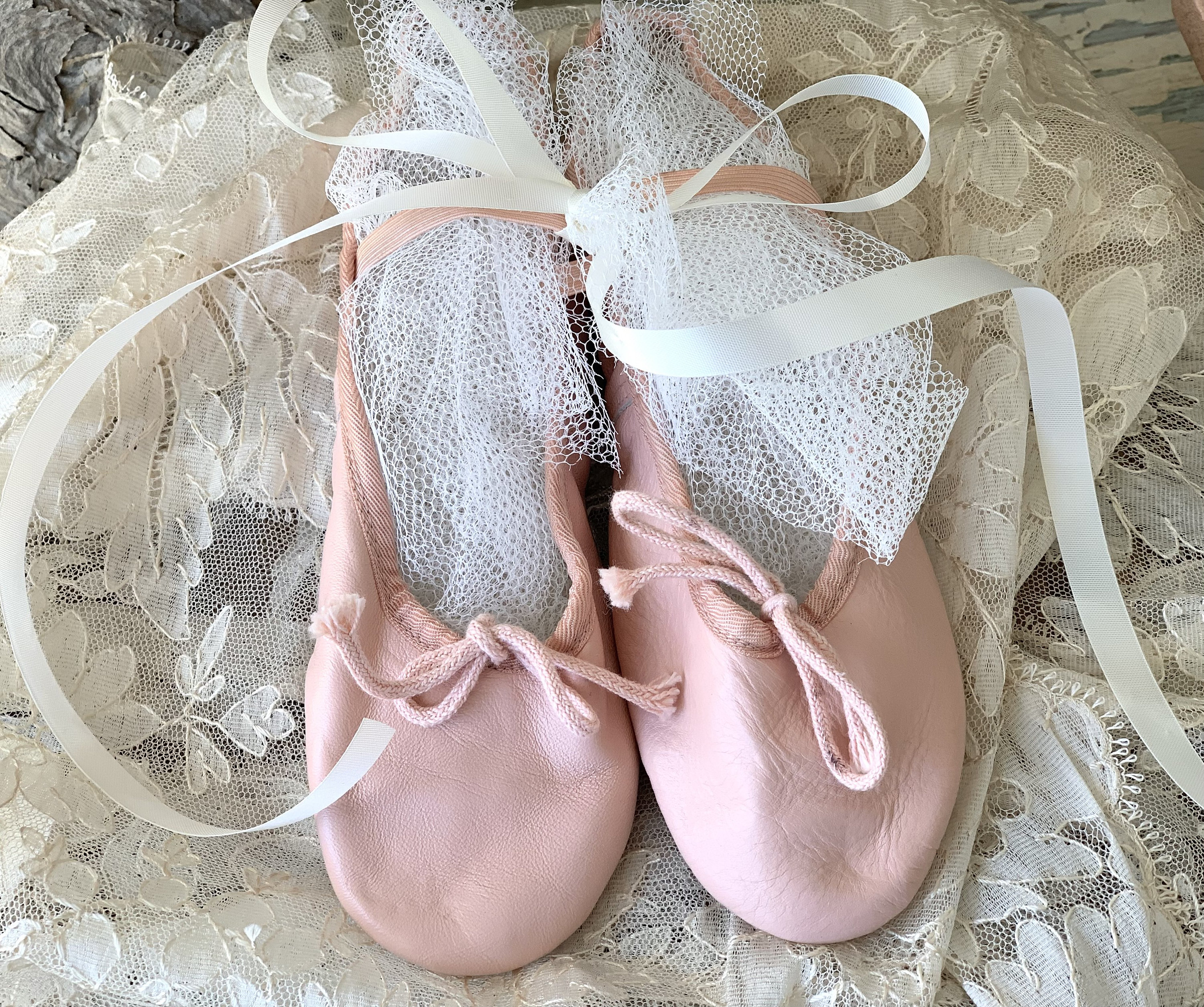 Vintage Shabby Pair Pink Leather Ballet - Etsy Hong Kong