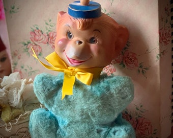 Vintage rubber face monkey bellhop chimp stuffed small plush small toy animal