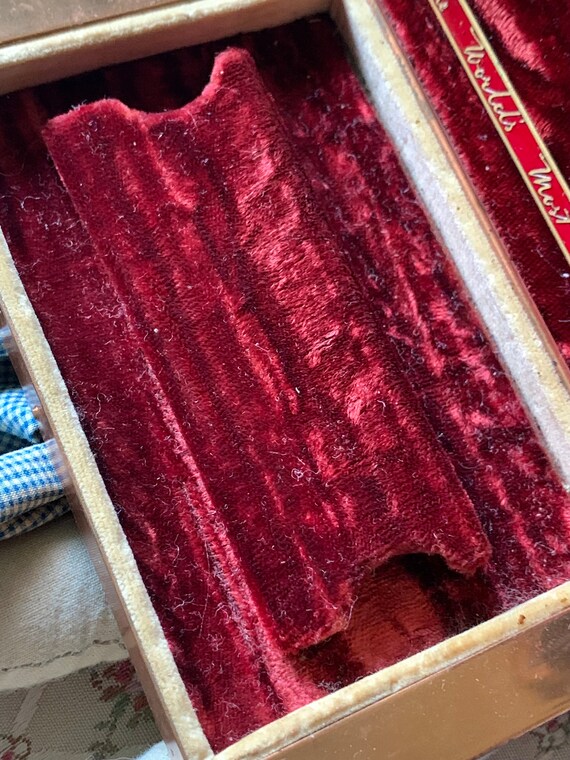 Vintage Longines watch box art deco box dark red velv… Gem