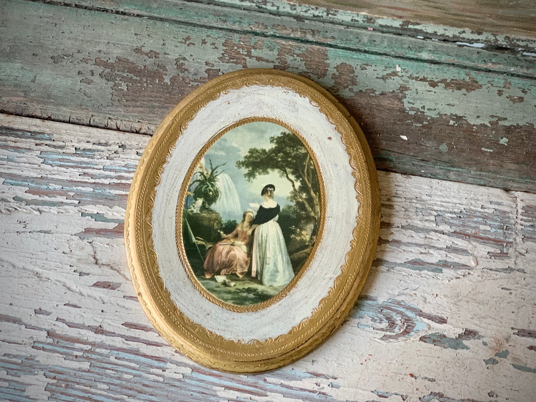 Vintage Italian Plaque Print Gold Wood Florentine Picture - Etsy