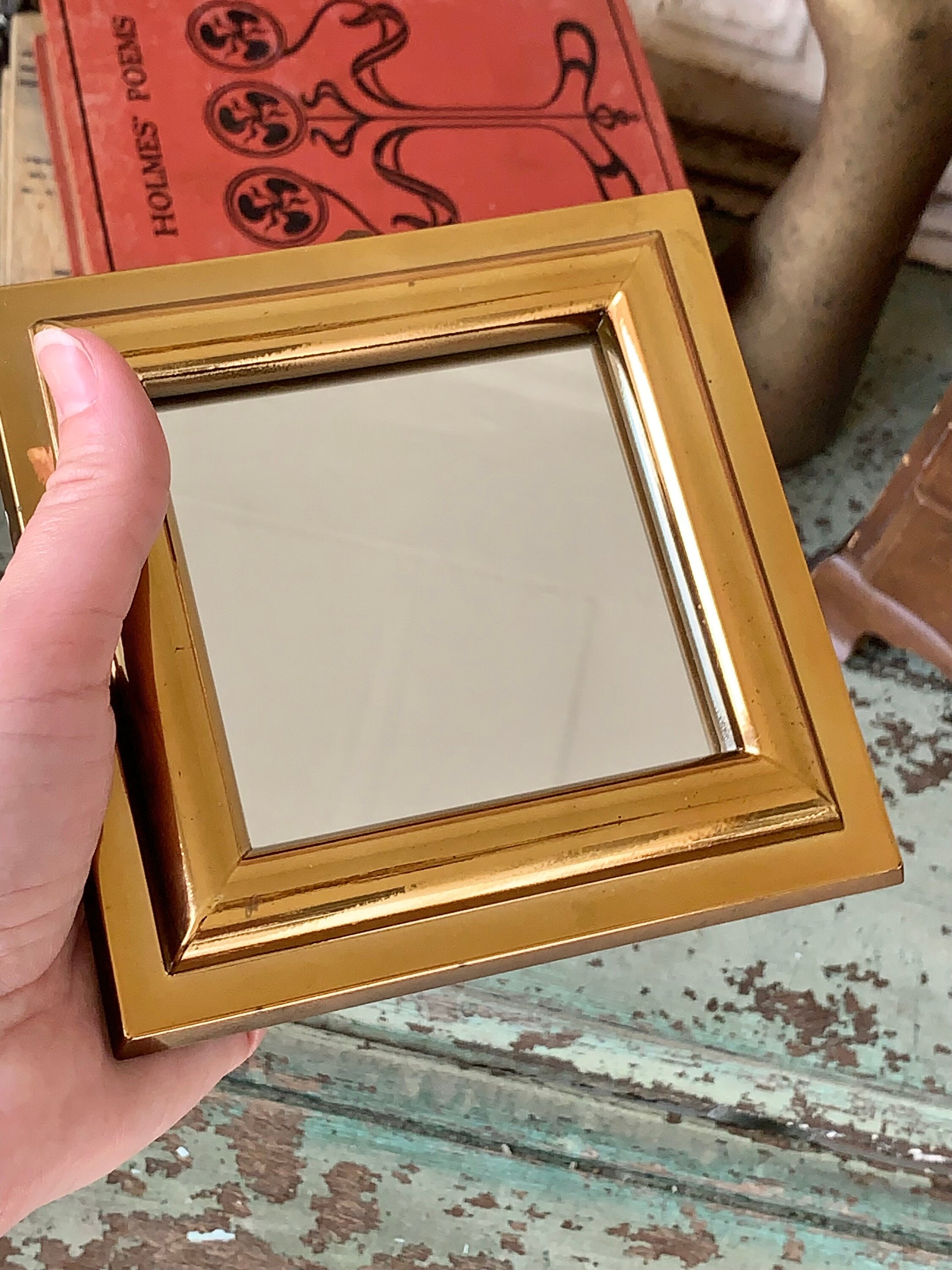 Vintage Miniature Wall Mirror 80s Gold *plastic Frame 5.5 Inch - Etsy